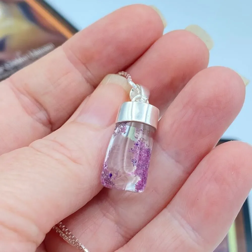 Garden Quartz Purple Lodolite Sterling Silver Pendant 18